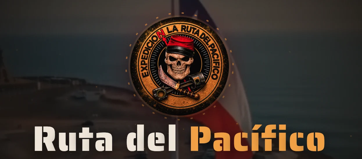 Portada de la web Ruta del Pacífico con el emblema de la Expedición La Ruta del Pacífico